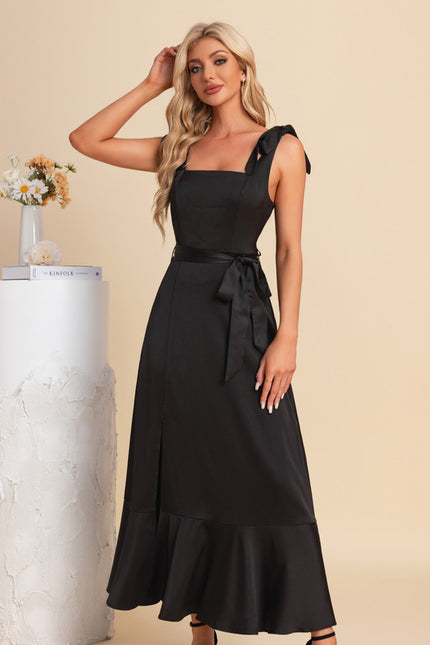 Robe Trapèze Noir Élégance Satinée - gallery 5