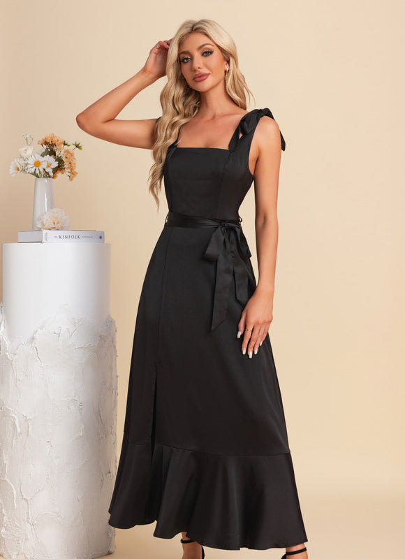 Robe Trapèze Noir Élégance Satinée - gallery 5