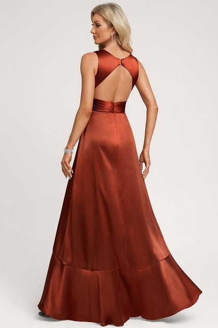Robe Trapèze Satin Bleu Élégant - gallery 3