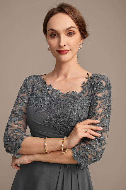 Robe Trapèze Gris Élégant - gallery 1