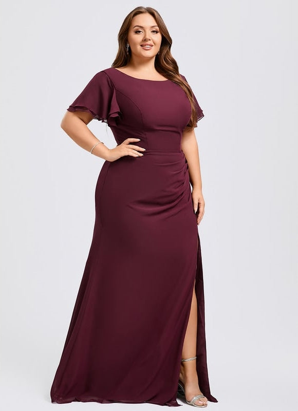 Robe Trapèze Bordeaux Fluide - gallery 6