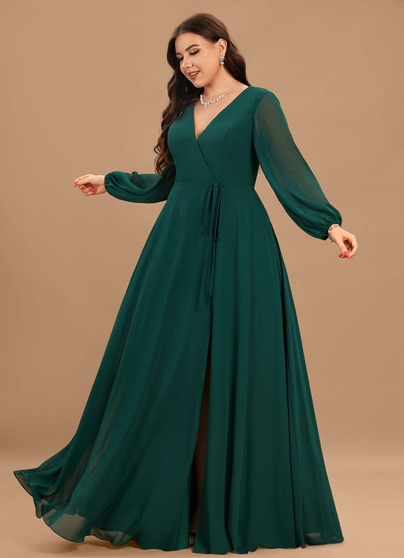 Robe Trapèze Longue Beige Élégante - gallery 9