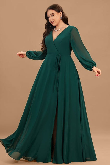 Robe Trapèze Longue Beige Élégante - gallery 9