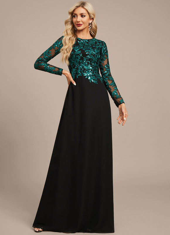 Robe Trapèze Éclat Noir Émeraude - gallery 2