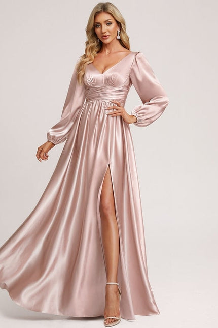 Robe Trapèze Satin Doré Élégante - gallery 3