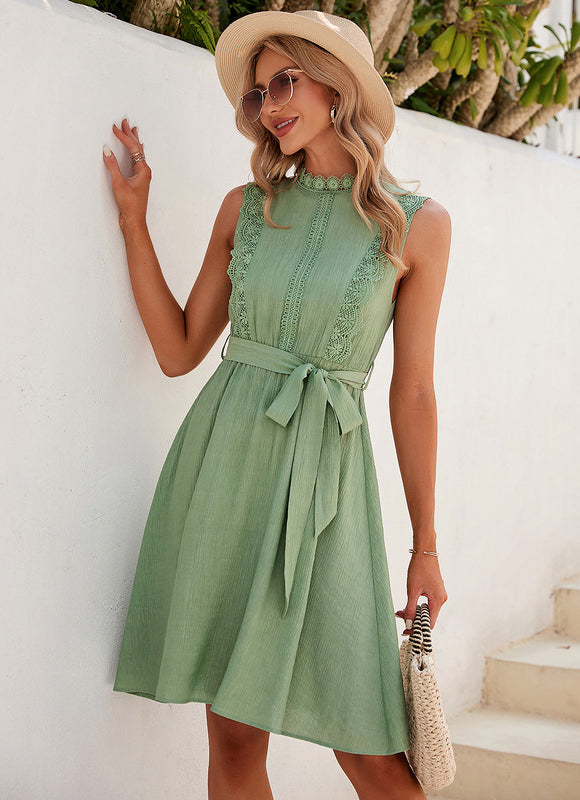 Robe Trapèze Vert Tendre Chic