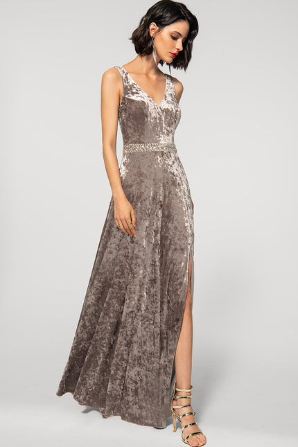 Robe Trapèze Satiné Sable Élégant