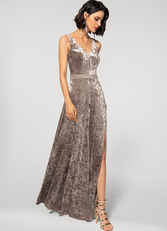 Robe Trapèze Satiné Sable Élégant