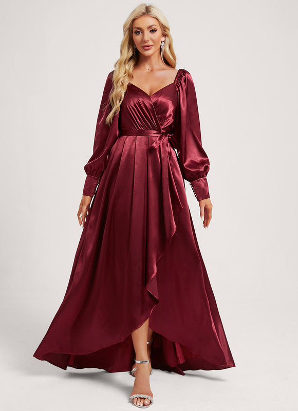 Robe Trapèze Satin Bleu Élégant - gallery 1