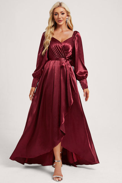 Robe Trapèze Satin Bleu Élégant - gallery 1