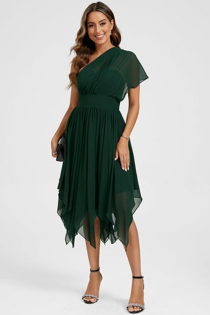 Robe Trapèze Mousseline Émeraude - gallery 2