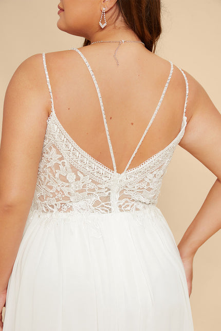 Robe Trapèze Blanche Dentelle Et Perles - gallery 6