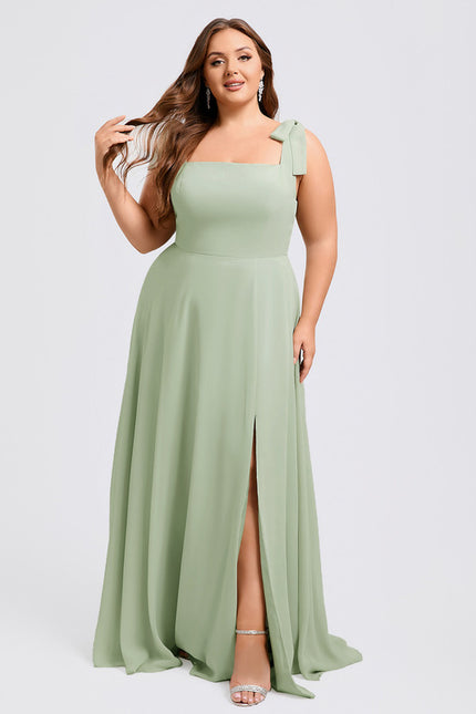 Robe Trapèze Élégante Vert Clair - gallery 4