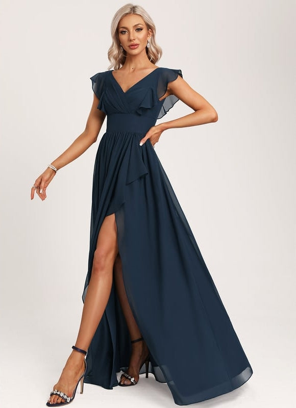 Robe Trapèze Mousseline Fendue - gallery 2