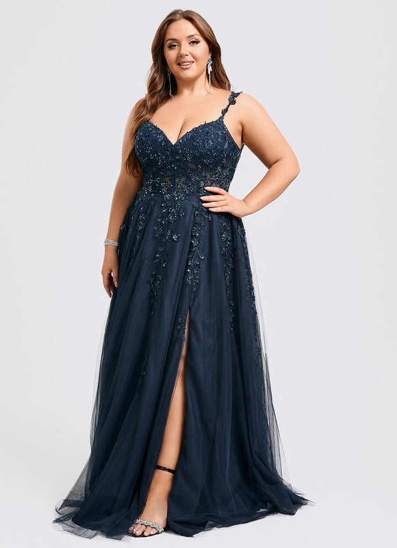 Robe Trapèze Bleu Lumineux Tulle - gallery 6