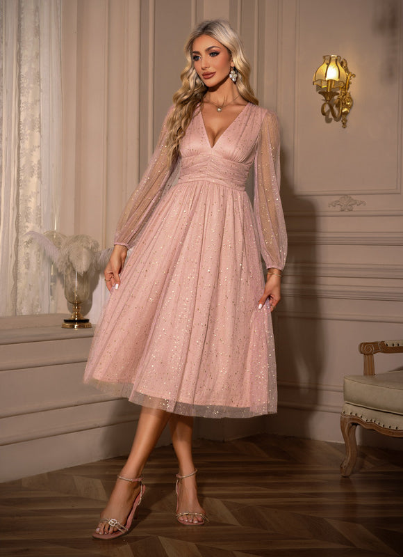 Robe Trapèze Tulle Rosée