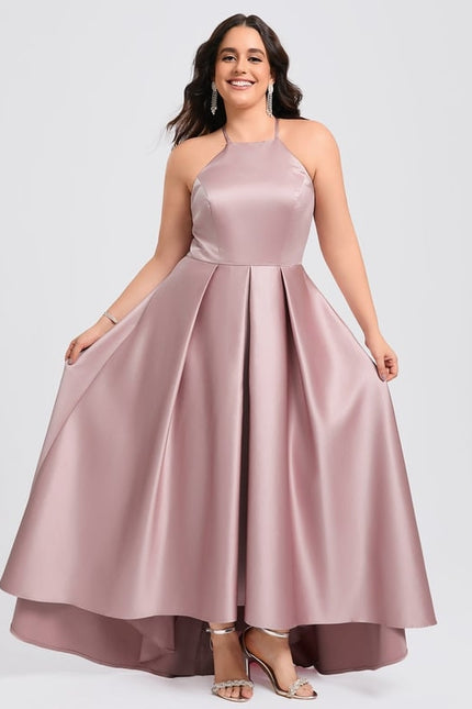 Robe Trapèze Satin Rosé Élancé - gallery 6