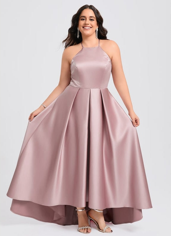 Robe Trapèze Satin Rosé Élancé - gallery 6