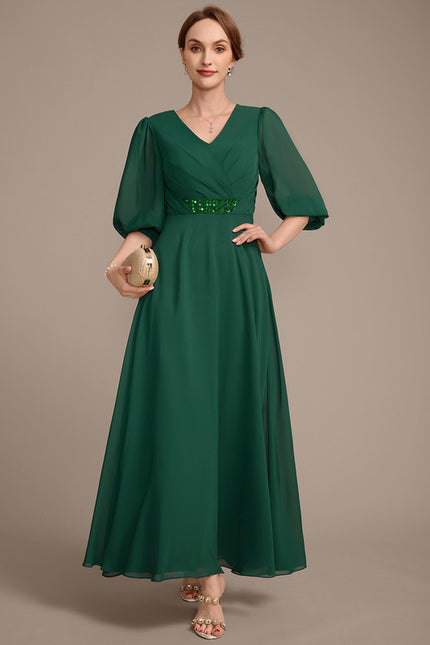 Robe Trapèze Vert Émeraude Élégant - gallery 1