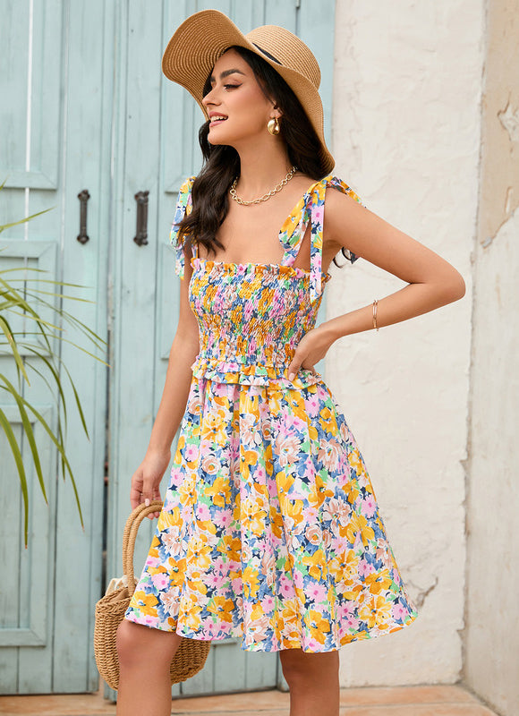 Robe Trapèze Fleurie Été Joyeux