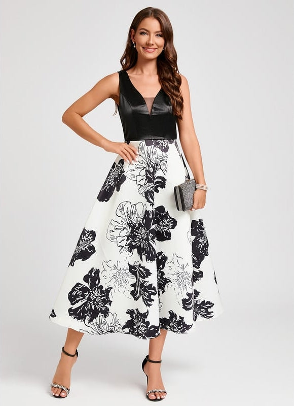 Robe Trapèze Floral Contrast - gallery 6