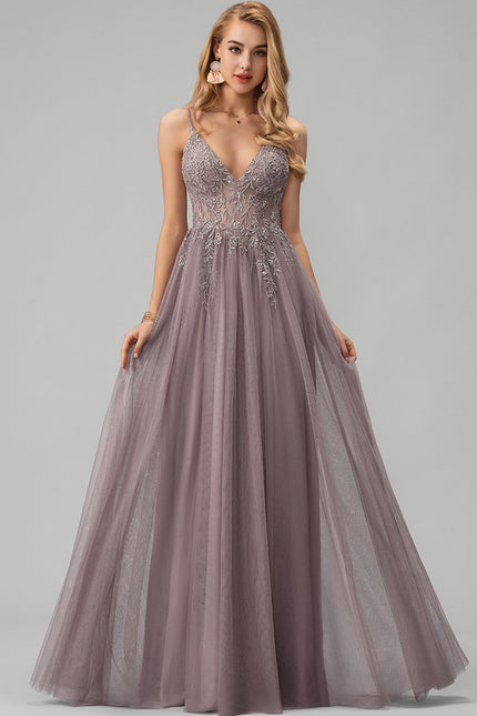Robe Trapèze Voile Argenté - gallery 4