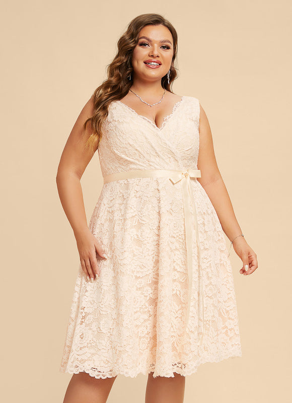 Robe Trapèze Lueur De Dentelle - gallery 5