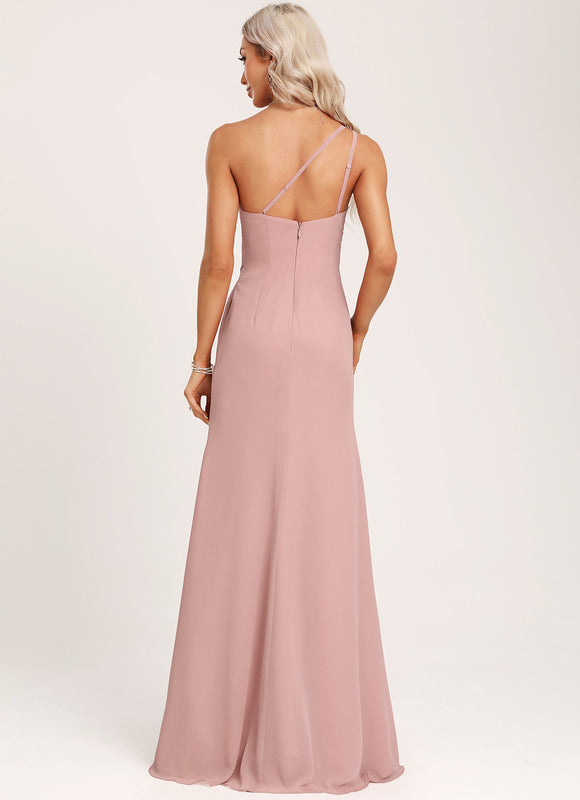 Robe Trapèze Asymétrique Beige - gallery 3
