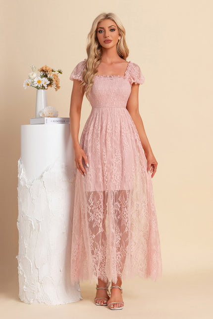 Robe Trapèze Dentelle Rosée - gallery 6