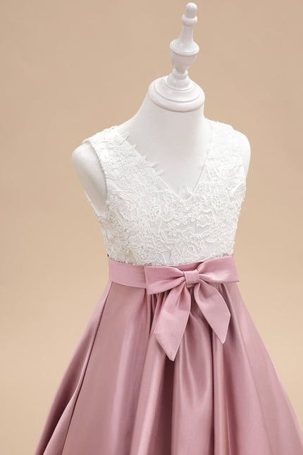 Robe Trapèze Mariage Enfant Satinée - gallery 6