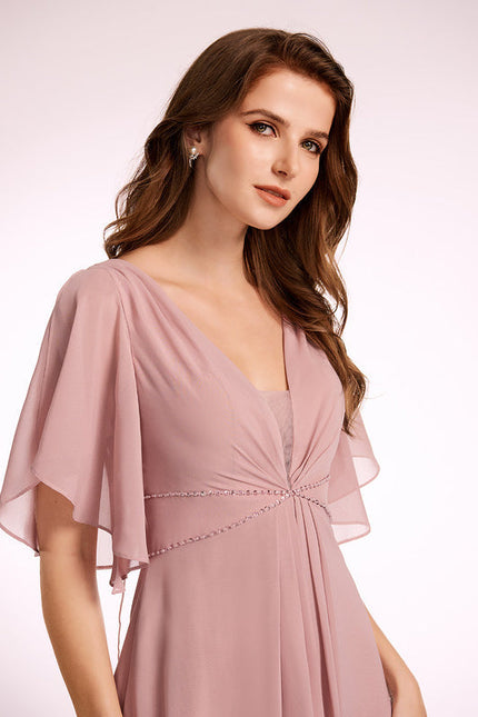 Robe Trapèze Longue Beige Élégante