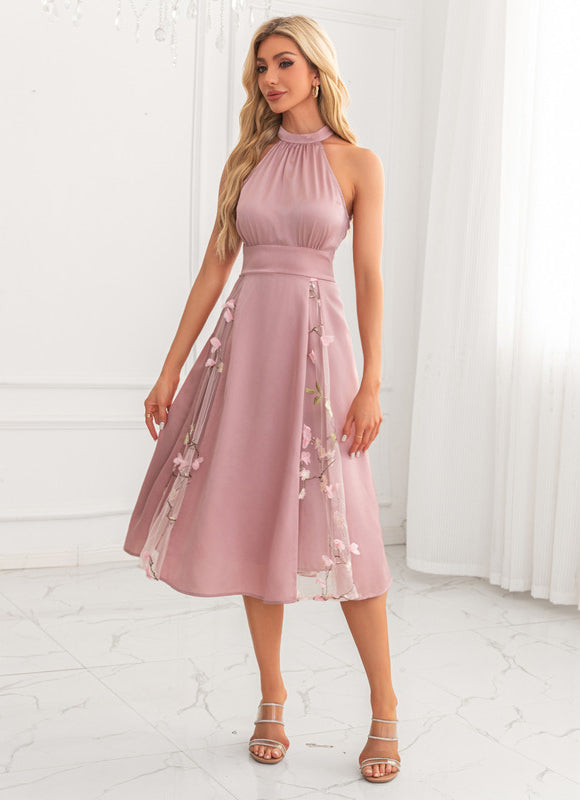 Robe Trapèze Fleurie Rose - gallery 5