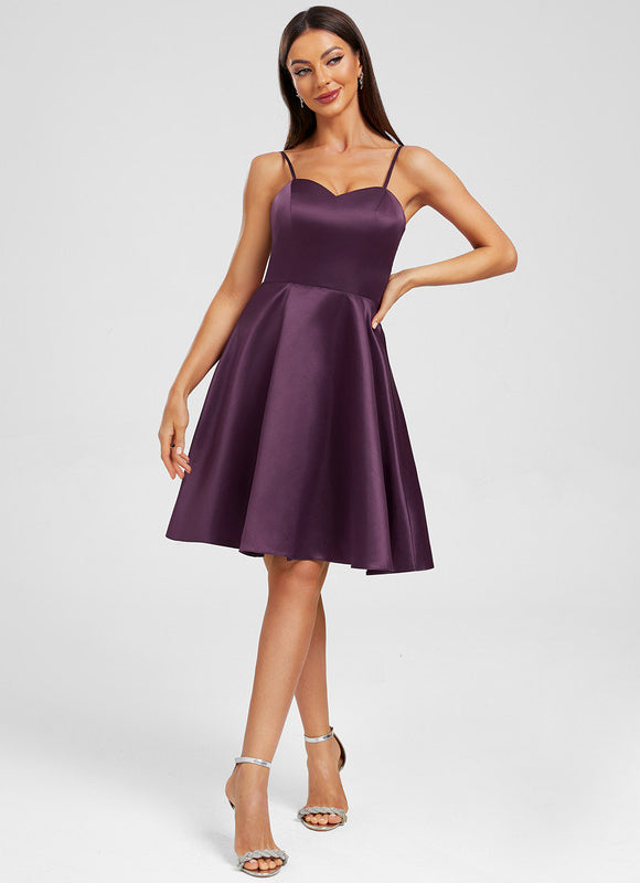 Robe Trapèze Cœur Satinée - gallery 2
