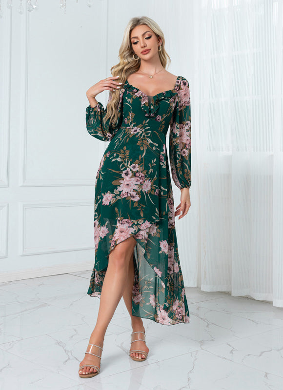 Robe Trapèze Florale Émeraude - gallery 5