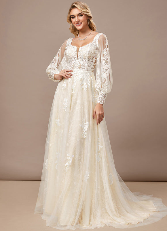 Robe Trapèze De Mariée Éthérée