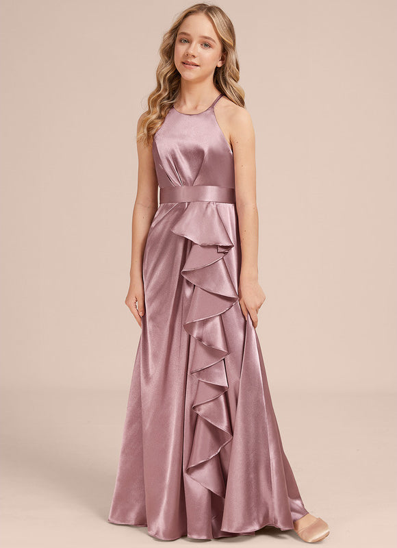 Robe Trapèze Satin Lilas Élégante