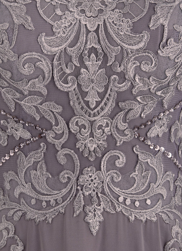 Robe Trapèze Élégance Grise Satinée - gallery 5