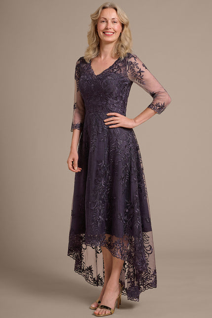 Robe Trapèze Dentelle Violetée - gallery 4