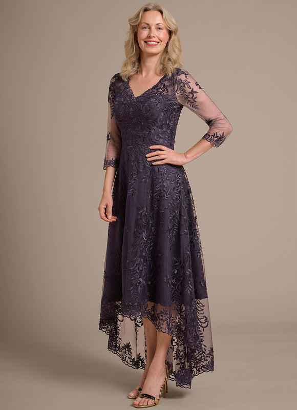 Robe Trapèze Dentelle Violetée - gallery 4