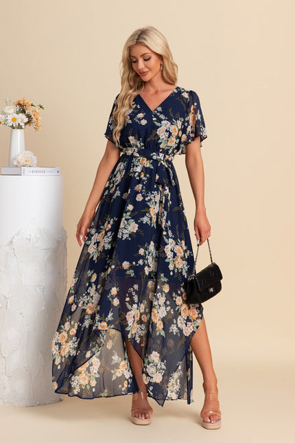 Robe Trapèze Nuit Fleurie Asymétrique - gallery 6