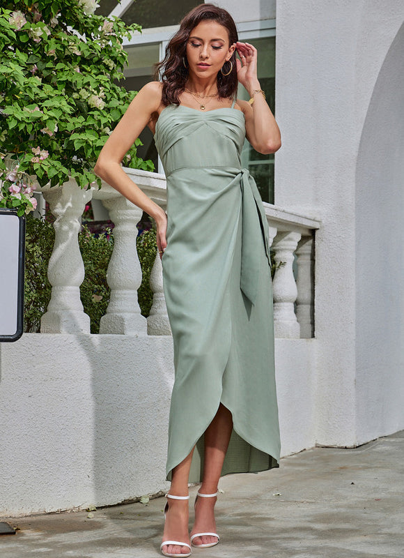 Robe Trapèze Élégance Vert Mousse - gallery 4