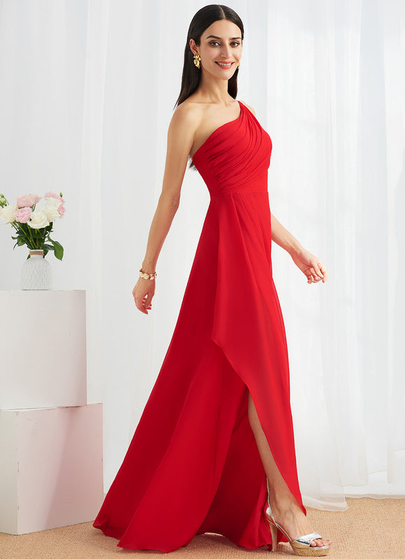 Robe Trapèze Asymétrique Beige - gallery 1