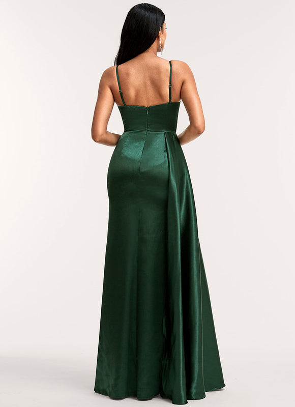 Robe Trapèze Satin Doré Élégante - gallery 2