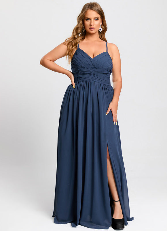 Robe Trapèze Longue Beige Élégante - gallery 9