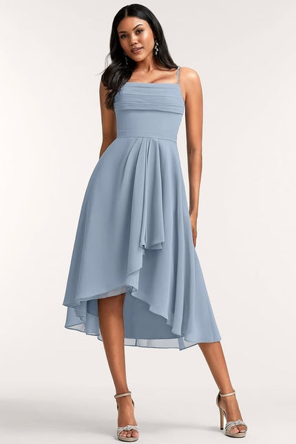 Robe Trapèze Mousseline Céleste - gallery 3