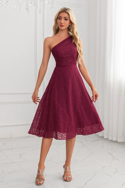 Robe Trapèze Bordeaux Ondulée - gallery 3