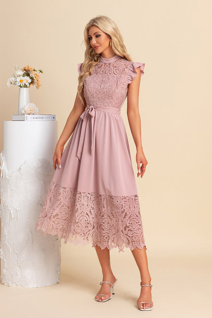 Robe Trapèze Rose Dentelle