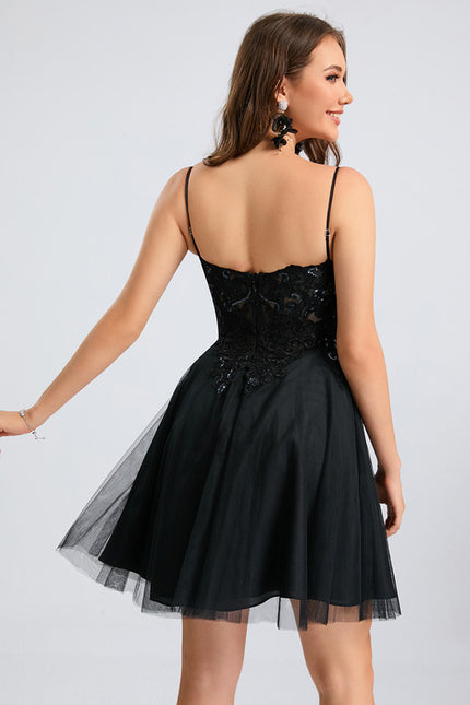 Robe Trapèze Tulle Noire - gallery 1