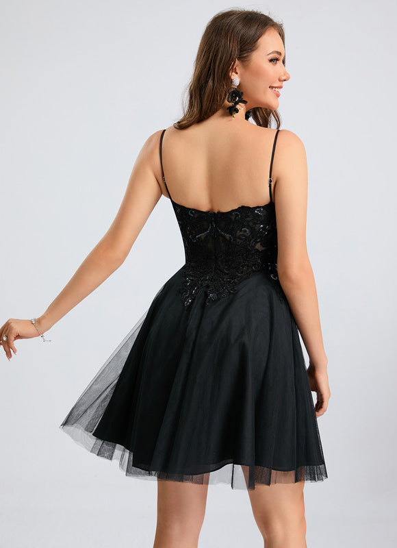 Robe Trapèze Tulle Noire - gallery 1