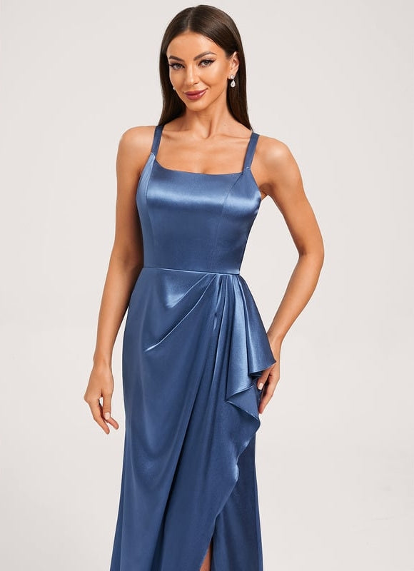 Robe Trapèze Satinée Bleu Ciel - gallery 5